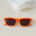 Retro square cat-eye sunglasses featuring a bright orange thick frame and dark lenses - Orange Frame Gray Lens
