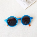 Lunettes de soleil pliables pour enfants rondes bleues et oranges anti-UV - Monture Bleue Branches Oranges
