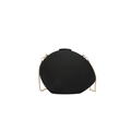 Minimalist matte black pebble-shaped acrylic evening bag with a gold metal chain strap - Black
