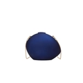Midnight blue pebble evening clutch with fine gold chain strap and elegant satin finish - Blue