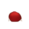 Minimalist red asymmetric pebble evening bag with gold chain strap and matte finish - Red