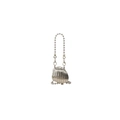 Mini silberne Metall Muscheltasche mit gesteppter Textur und abnehmbarer Perlenkette - Stil 2 Silber (Kugelkette)