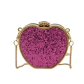 Sparkly heart shaped evening clutch bag with rose red sequins and gold chain strap - Heart-shaped / Rose Red