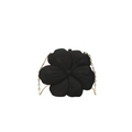 Elegant black acrylic flower shaped evening bag with golden chain strap for women - Black