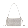 Zilveren crossbodytas met strass steentjes en kettingriem voor dames mode 2025 - Wit