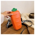 Dettaglio della borsa a tracolla creativa a forma di carota con ampia tracolla LOVE - Arancione