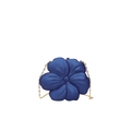 Blue flower shaped hard shell clutch bag with gold chain strap for women party - Blue