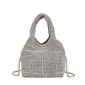 Elegant silver rhinestone bucket bag with shiny chain strap and top handle for evening events - Silver