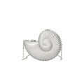 Silver nautilus shell clutch bag with metallic spiral texture and silver chain strap - Silver
