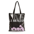 Transparent PVC tote bag with black canvas interior and purple duck decorations - Purple and Black