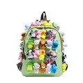 Zaino verde chiaro con ciondoli di peluche colorati per studenti nel 2025 - Grande / Verde