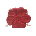 Elegant red flower-shaped acrylic evening clutch bag with gold chain shoulder strap - Red