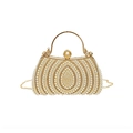Elegante goldene Abendtasche mit Perlenmuster und Metallgriff für Damen - Stil 1 (Tropfenwelle) / Gold (Wellenmuster)