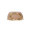 Champagne gouden strass clutch met grote C-metalen handgreep en afneembare goudketting - Roségoud