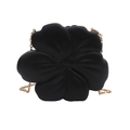 Matte black petal-shaped evening bag with a gold metal chain strap in a flower design - Black