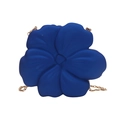 Royal blue flower shaped acrylic shoulder bag with gold metal chain strap for party - Blue