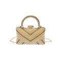 Luxuriöse Abendtasche mit Perlen-Chevron-Muster und kristallbesetztem Goldgriff - Stil 2 (Chevron-Muster) / Gold (V-Form Chevron)