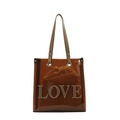 Braune transparente PVC-Einkaufstasche mit LOVE-Schriftzug und Innentasche - Braun