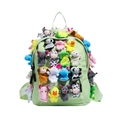 Cute light green backpack with colorful cartoon plush animal finger puppets for students - Small / Green