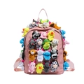 Pink school backpack with colorful plush animal dolls and high-capacity storage - Small / Pink
