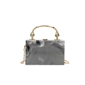 Elegante borsa box in marmo grigio con manico dorato intagliato e tracolla a catena - Grigio