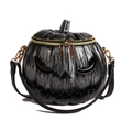 Halloween pumpkin crossbody bag in black and silver brushed finish with metal zipper - Gray