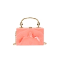 Pink marble acrylic box clutch bag with gold handle and metal chain strap for women - Pink