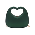 Dark green heart-shaped acrylic handbag with hollow handle and gold chain strap - Green