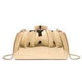 Elegante goldene Hartschalen-Abendtasche in Muschelform mit vertikalen Rippen und Kette - Vertikal Gestreifter Stil (Stil 2)