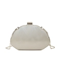 Sac coquille élégant blanc perle en acrylique avec texture ondulée et chaîne dorée - Argenté