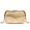 Elegante goldene Metallic-Clutch in Muschelform mit strahlender Textur und Goldkette - Muschel Strahlende Textur (Stil 1)