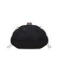 Sac de soirée noir élégant à texture ondulée et bandoulière en chaîne argentée - Noir