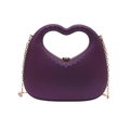 Purple heart-shaped acrylic evening clutch with cloud pattern and gold chain strap - Purple