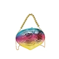 Clutch iridescente a forma di conchiglia con manico dorato e finitura sfumata perlata - Colorato