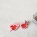 Lunettes de soleil coeur rose pour enfants avec noeud mignon et protection UV - Rose