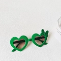 Lunettes de soleil cœur pour enfants avec monture verte, nœud et verres dégradés - Vert Fruit