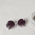 White flower round frame kids sunglasses with purple gradient lenses and daisy accents - White Frame Gray Lens