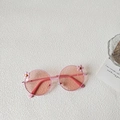 Pink flower round frame sunglasses for toddlers with delicate floral accents - Pink