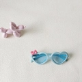 Kinder Sonnenbrille in Herzform Hellblau mit rosa Schleife für Mädchen Mode Stil - Blau