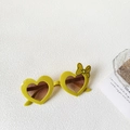 Yellow heart-shaped kids sunglasses with bow decoration and gradient lenses - Yellow