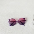 Purple flower round frame sunglasses with gradient lenses for kids and toddlers - Pink Purple