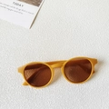 Retro round children's sunglasses with bright yellow frames and dark brown lenses - Yellow Frame Tea Lens