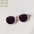 Stylish light pink kids sunglasses with dark grey UV400 lenses and minimalist matte frame - Pink