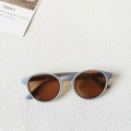 Minimalist kids round sunglasses with light grey matte frame and brown lenses - Grey Blue Frame Tea Lens