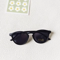 Kids trendy round matte black sunglasses with UV400 protective gray lenses - Black