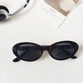 Retro black oval sunglasses with silver studs and dark grey lenses for a vintage look - Black