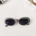Retro-Sonnenbrille mit grauem Ovalrahmen und dunklen Gläsern für einen Vintage-Look - Mode Grau