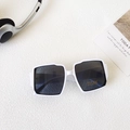 Kids wide white square frame sunglasses with UV400 grey lenses and silver studs - White
