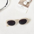Retro ovale zonnebril met roomwit montuur en donkere glazen voor dames streetstyle mode - Gelei Wit