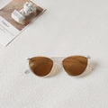 Cat eye triangle sunglasses for kids with clear resin frames and brown lenses - Clear Brown Lens